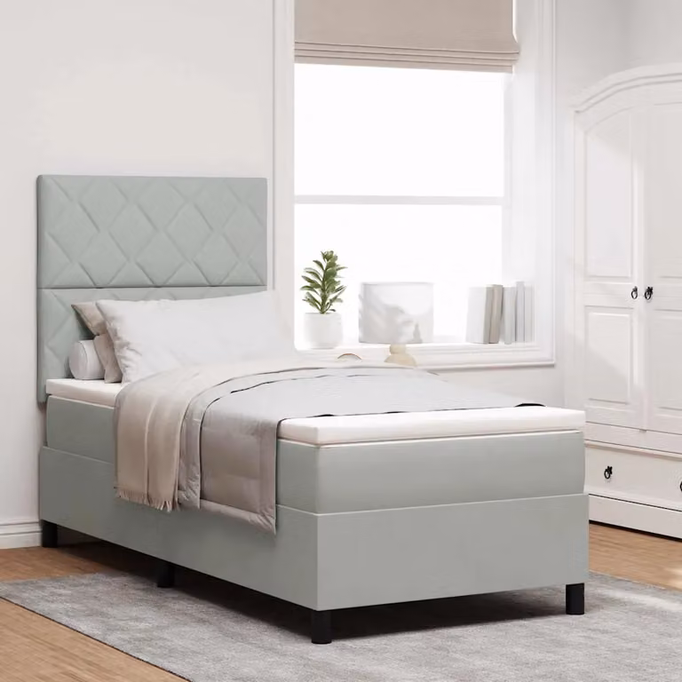 Letto a molla con illuminazione LED vidaXL in velluto grigio chiaro L/P/H: 200 x 90 x 128 cm