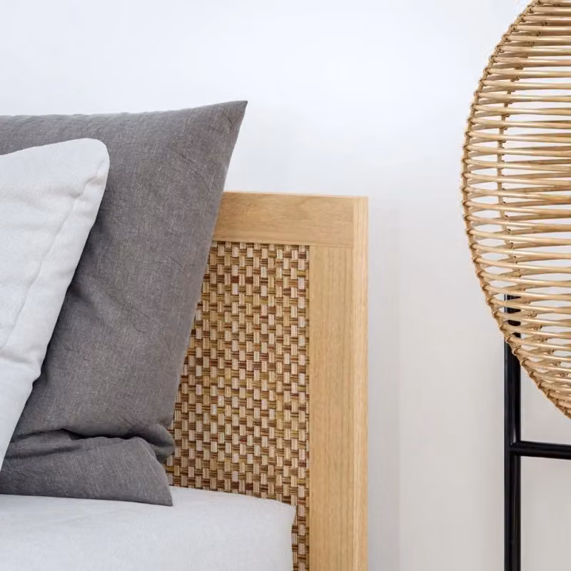 Letto matrimoniale Livia Home EFFEZE in legno e rattan colore rovere L/P/H: 160 x 200 x 206 cm – 2