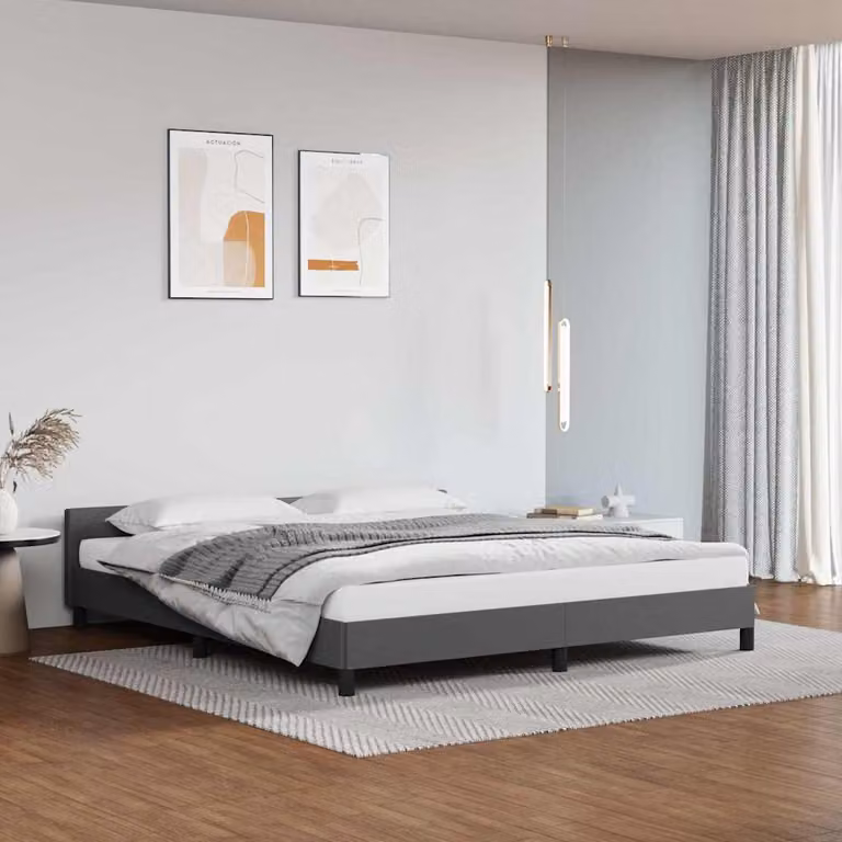 Giroletto con testiera imbottito vidaXL in tessuto e similpelle grigio L/P/H: 207 x 160 x 140 cm