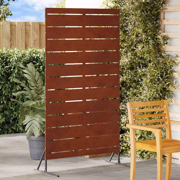 Paravent per privacy vidaXL in acciaio semi-trasparente, colore ruggine, L: 100 cm, P: 50 cm, H: 180 cm