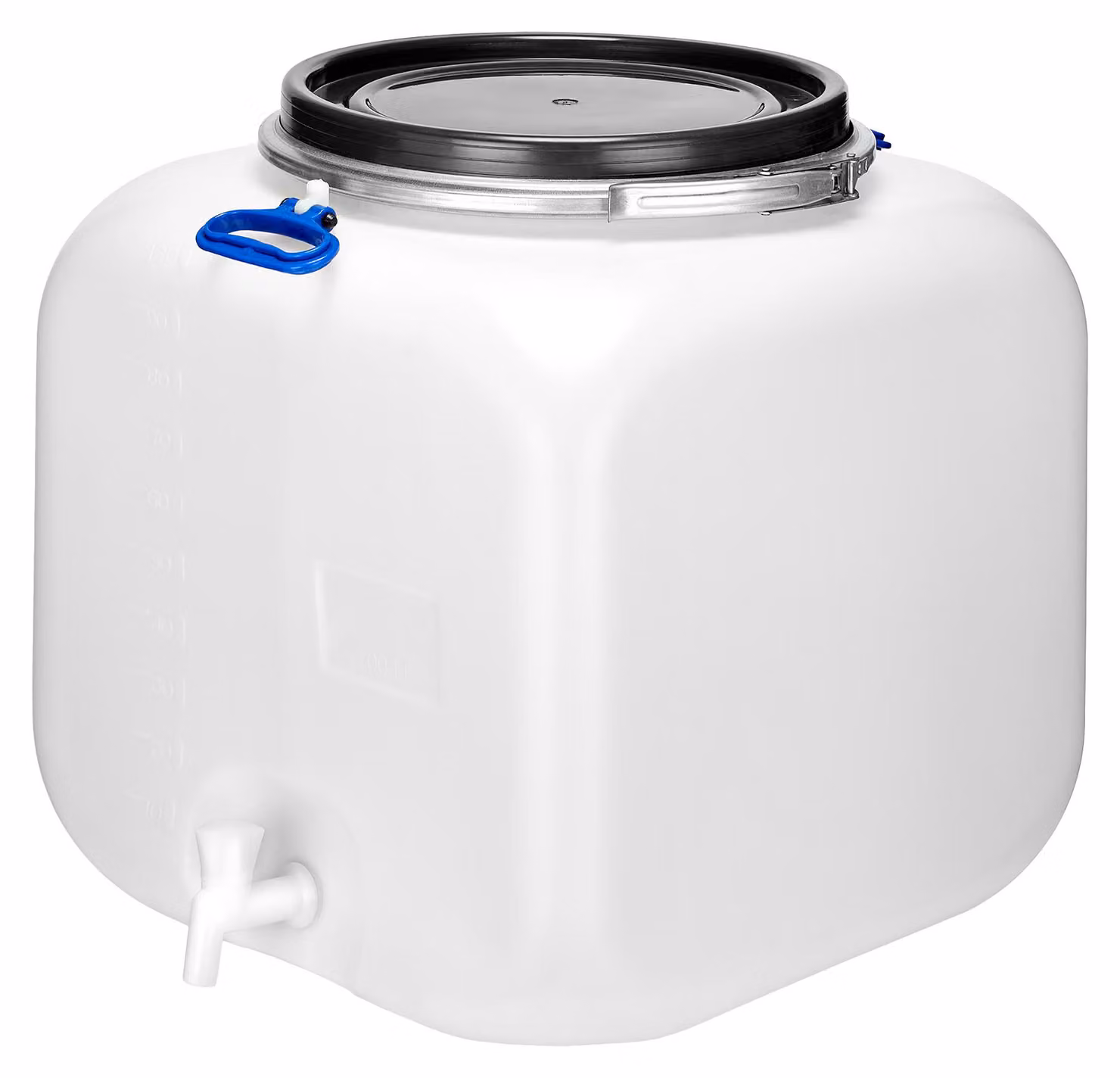 Garronda 100L barile in plastica 100L a collo largo con coperchio rubinetto quadrato per casa e giardino GD-0089, bianco