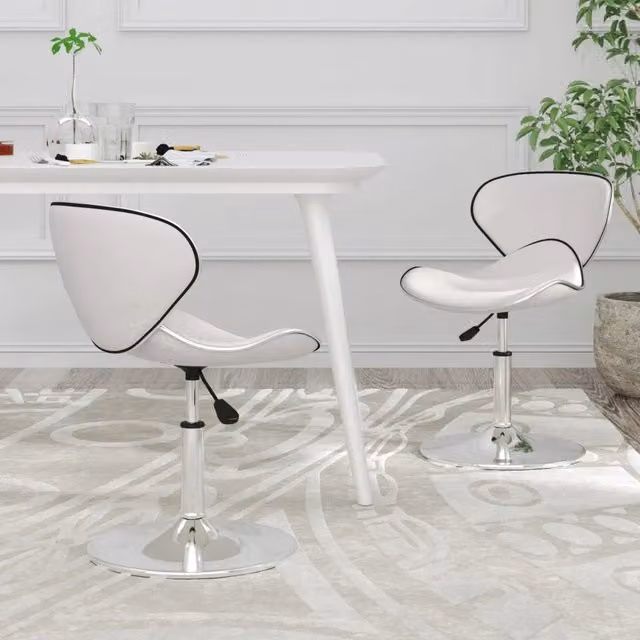 Set di 2 sedie da pranzo vidaXL bianche in similpelle con base girevole a 360 gradi e design moderno