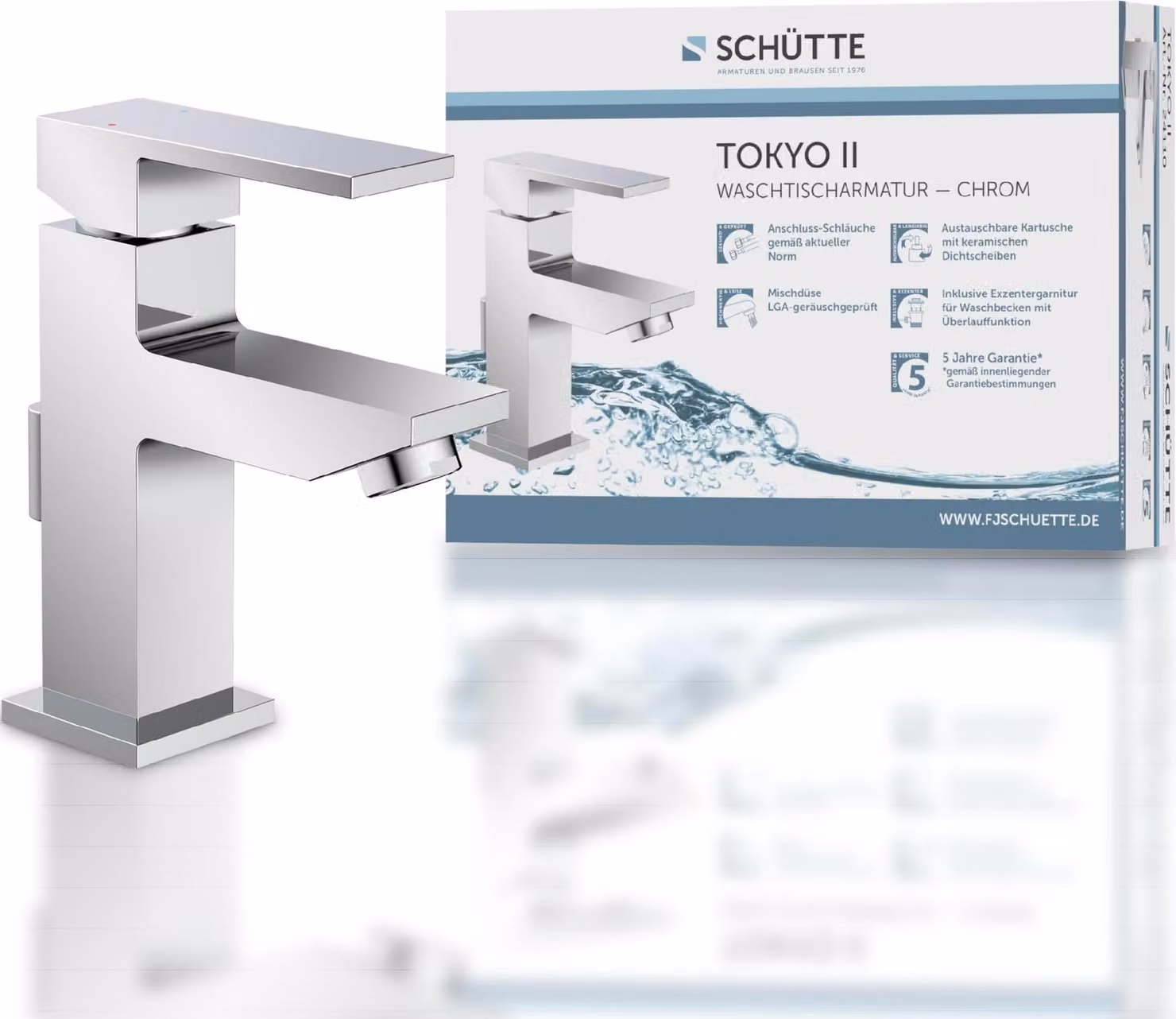 Miscelatore per lavabo con leva SCHÜTTE TOKYO II, miscelatore per bagno, cromo