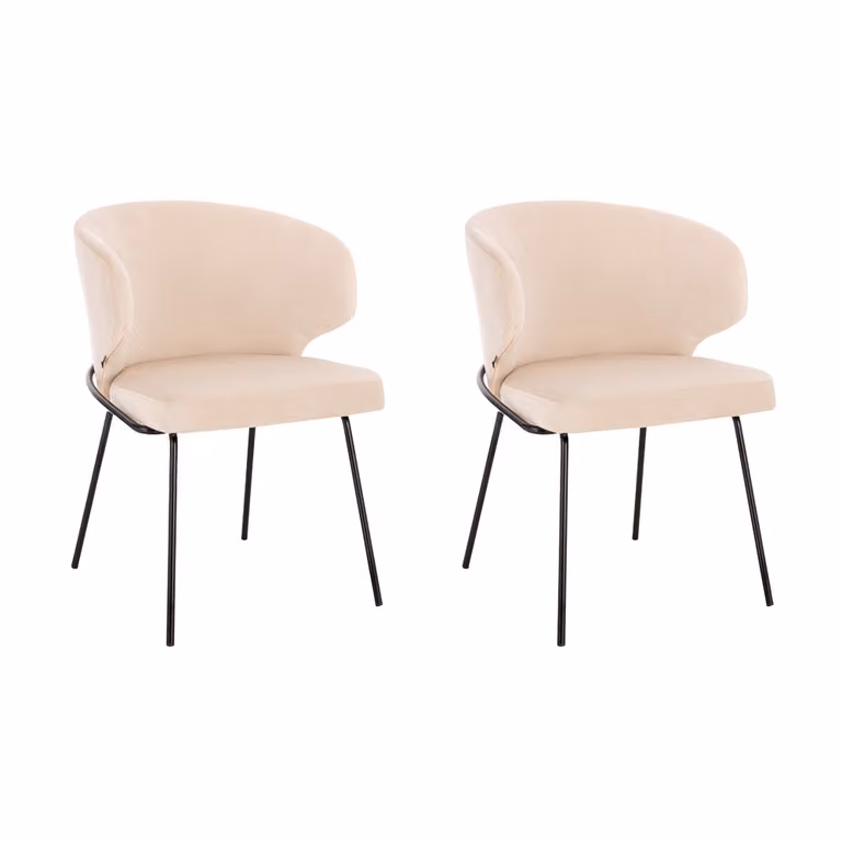 Home Deluxe - Sedia imbottita AMARA- 2 pezzi, colore: beige velluto - imbottitura morbida, carico massimo 120 kg I Sedia da cucina Sedie da pranzo Sedie da pranzo