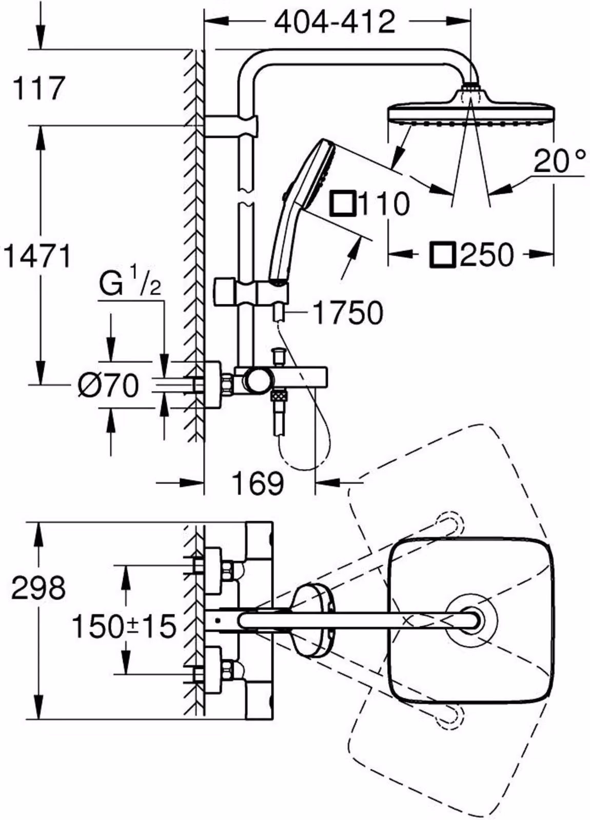 GROHE Vitalio Comfort 250, 1 rubinetto a incasso