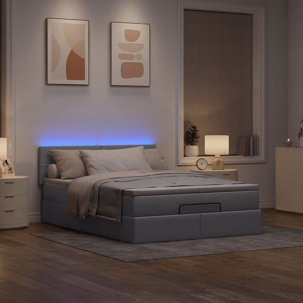 Maison Exclusive - Pouf Letto con Materasso e LED Grigio Chiaro 140x190 cm