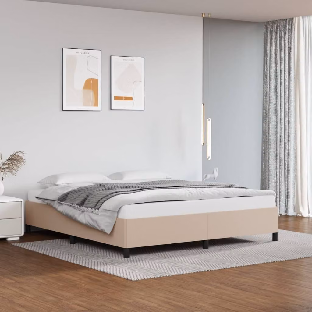 The Living Store rete Cappuccino marrone 180x200 cm in Pelle finta