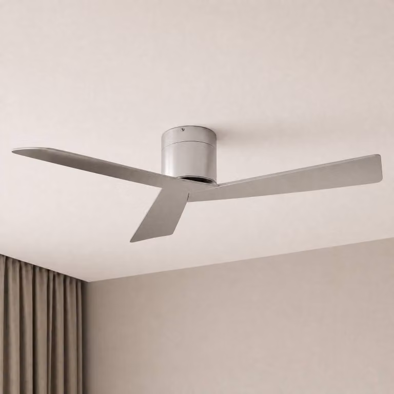 Ventilatore da soffitto Lucande Ventoro, Ø 132 cm, argento, metallo Ventoro, Cromo / Argento, Soggiorno / Sala da pranzo, Metallo, Moderno