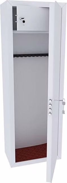 Armadio Blindato Portafucili MEGAOFFERTE in Acciaio con Cassetto Tesoretto e Serratura a Doppia Mappa, 10 Posti, Colore Bianco Opaco, H: 148 cm, L: 53.5 cm, P: 32 cm