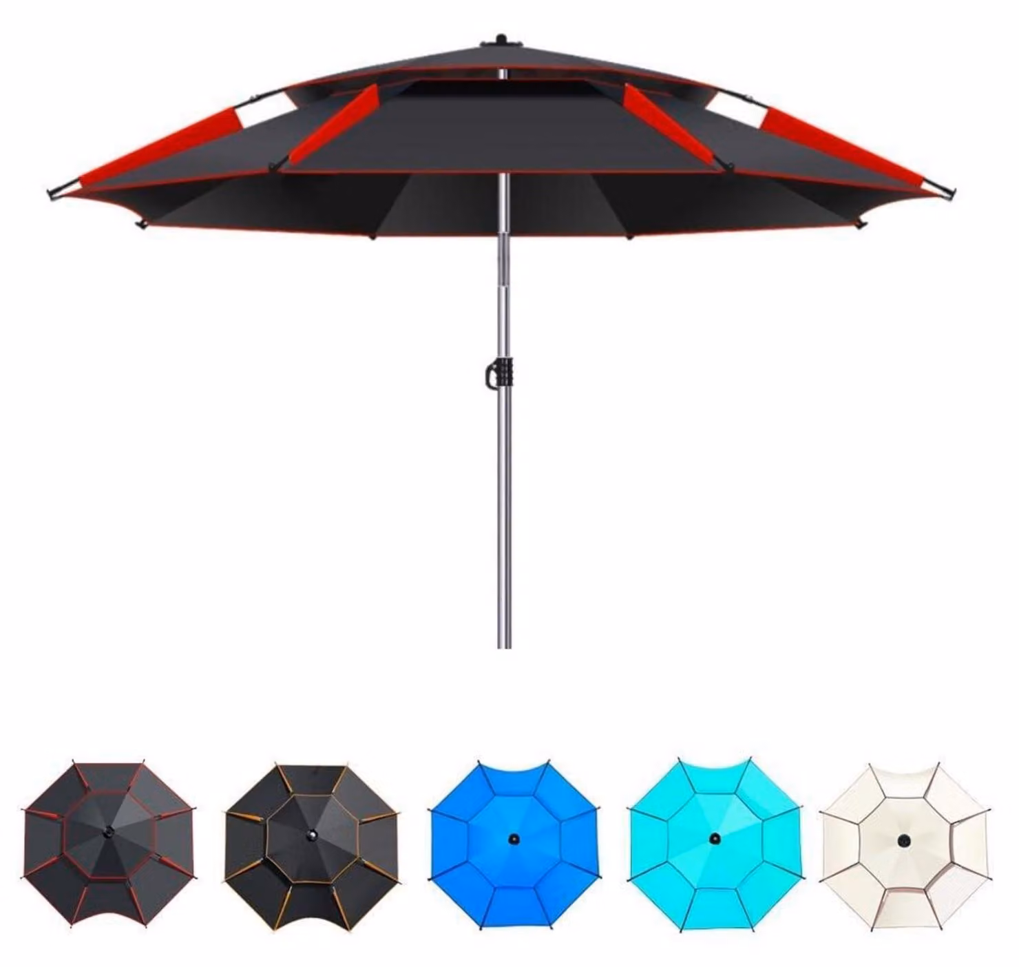 Ombrellone da pesca a 360°, inclinabile, per spiaggia, parasole, da 180-260 cm, ideale per picnic e campeggio