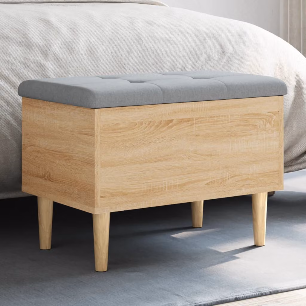Panca portaoggetti con scarpiera vidaXL in legno rovere, ideale per ingresso o soggiorno, L 62 cm x P 42 cm x H 46 cm