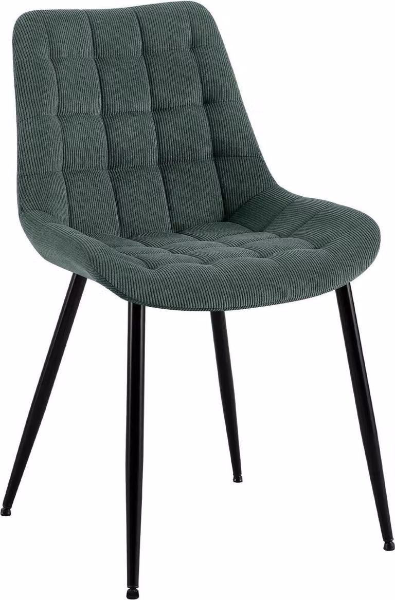 Sedia da pranzo in tessuto di legno - Sedia da cucina - Elevato comfort di seduta, struttura in metallo nero