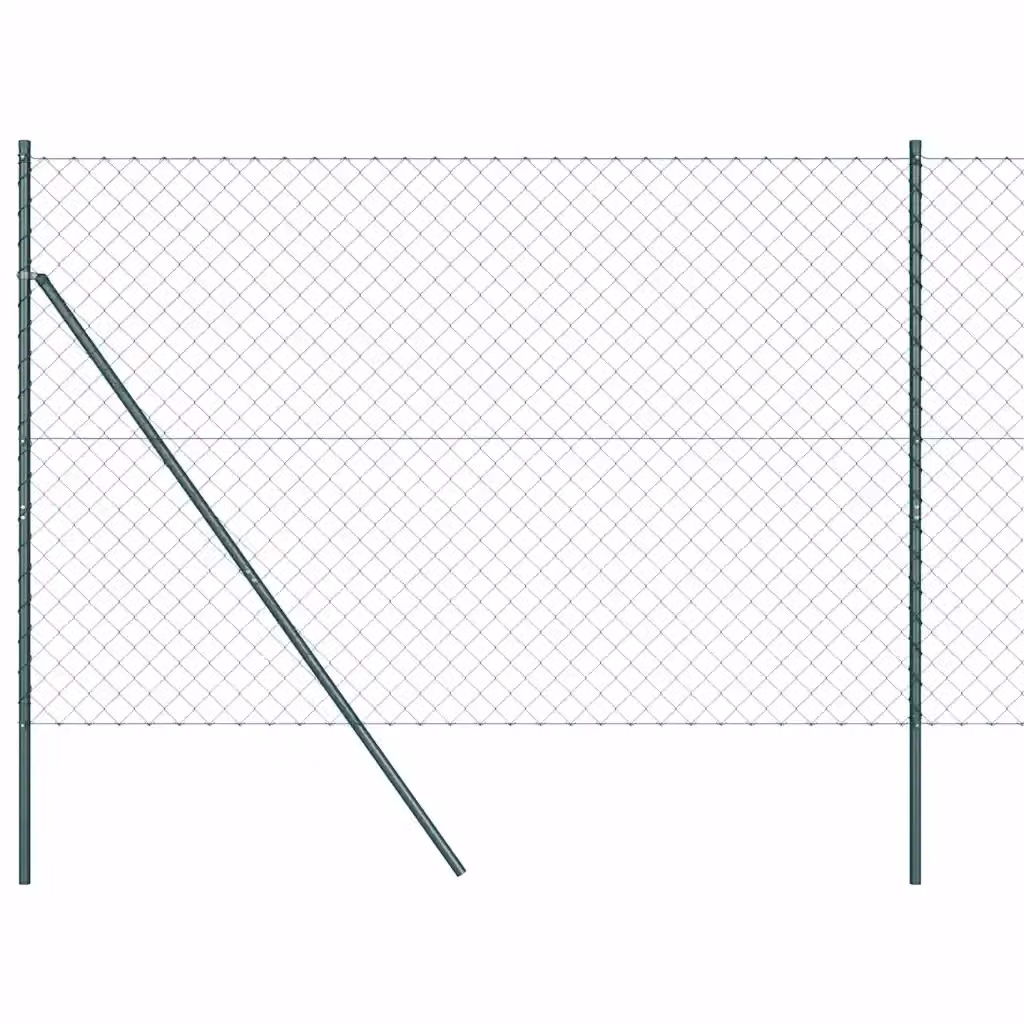 Recinzione a maglie di catena vidaXL in acciaio rivestito in PVC verde da fissare a terra, L: 25 m, H: 1,6 m – 2
