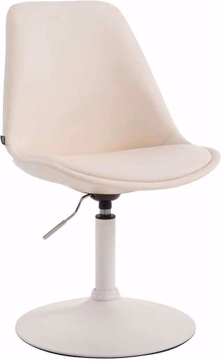 Sedia da pranzo in Pelle finta - Sedia moderna - Regolabile in altezza e girevole a 360° | Colore: crema | Colore base: bianco