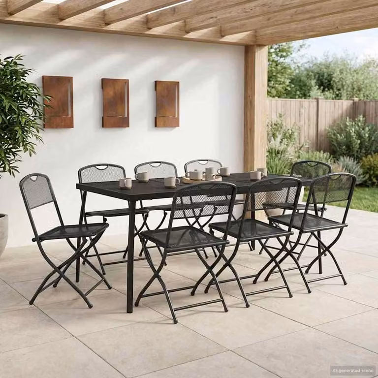 Maison Exclusive - Set di mobili da giardino, 7 pezzi, antracite, in ferro e acciaio