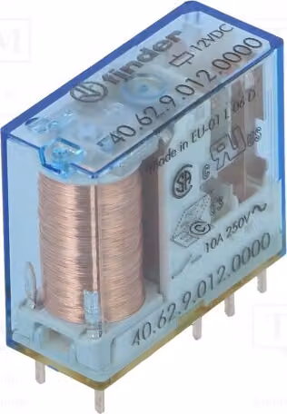1 relè: bobina elettromagnetica, 12 VDC, 10 A / 250 VAC, Mini, codice prodotto: 40.62.9.012.0000