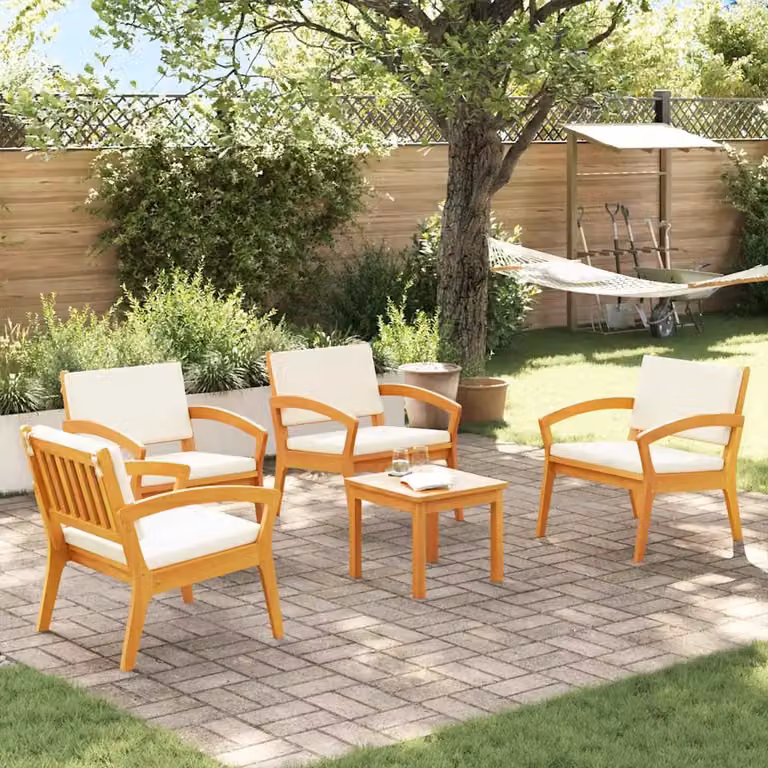 Set bistrot vidaXL da giardino in legno di acacia marrone, composto da 5 pezzi