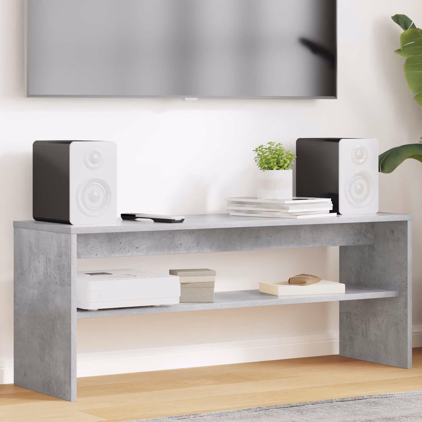 Mobile TV moderno vidaXL in legno ingegnerizzato e MDF, Grigio, L 100 x P 30 x H 40 cm