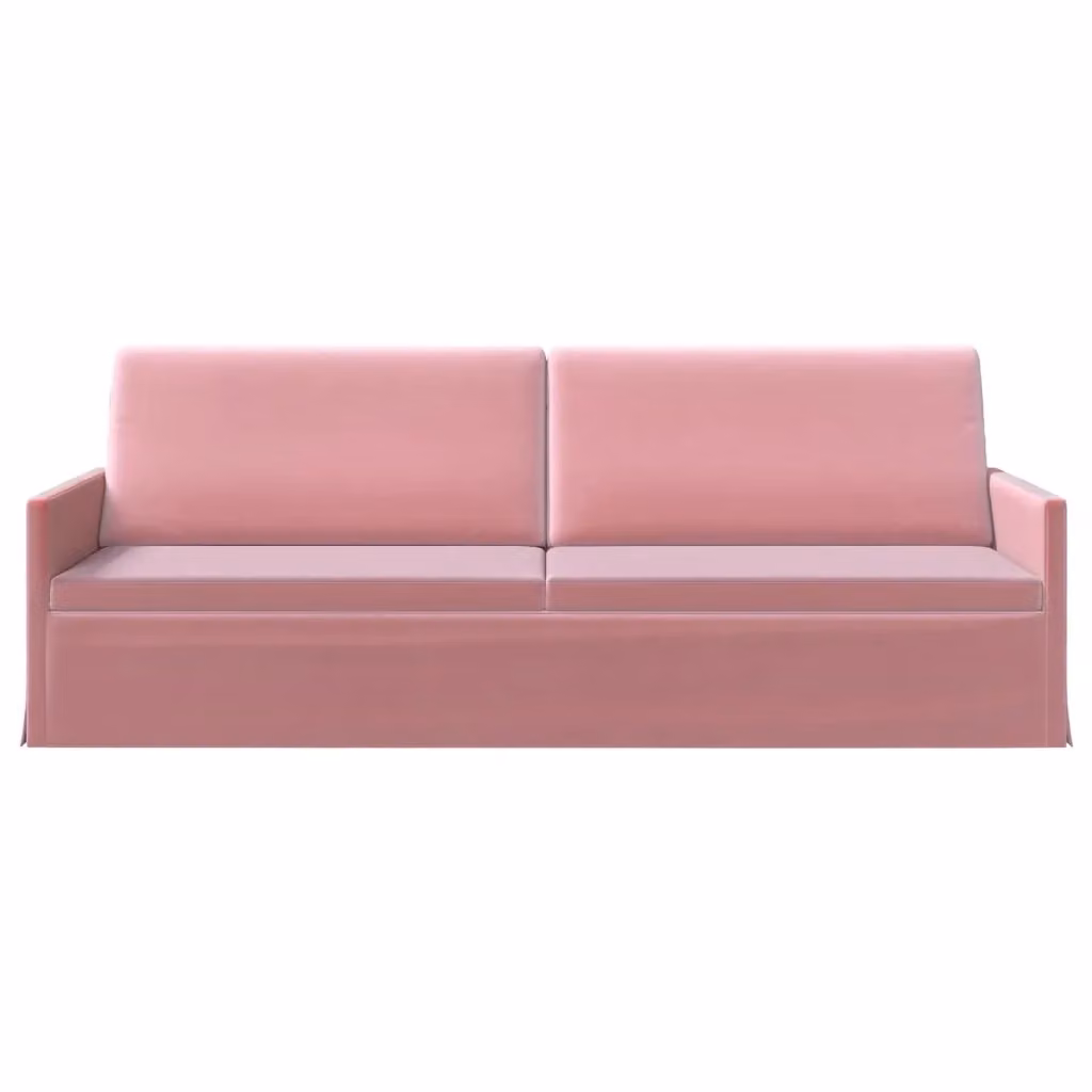 Divano a 3 posti moderno vidaXL in velluto rosa con struttura in metallo L: 220 cm, P: 81 cm, H: 82 cm – 2