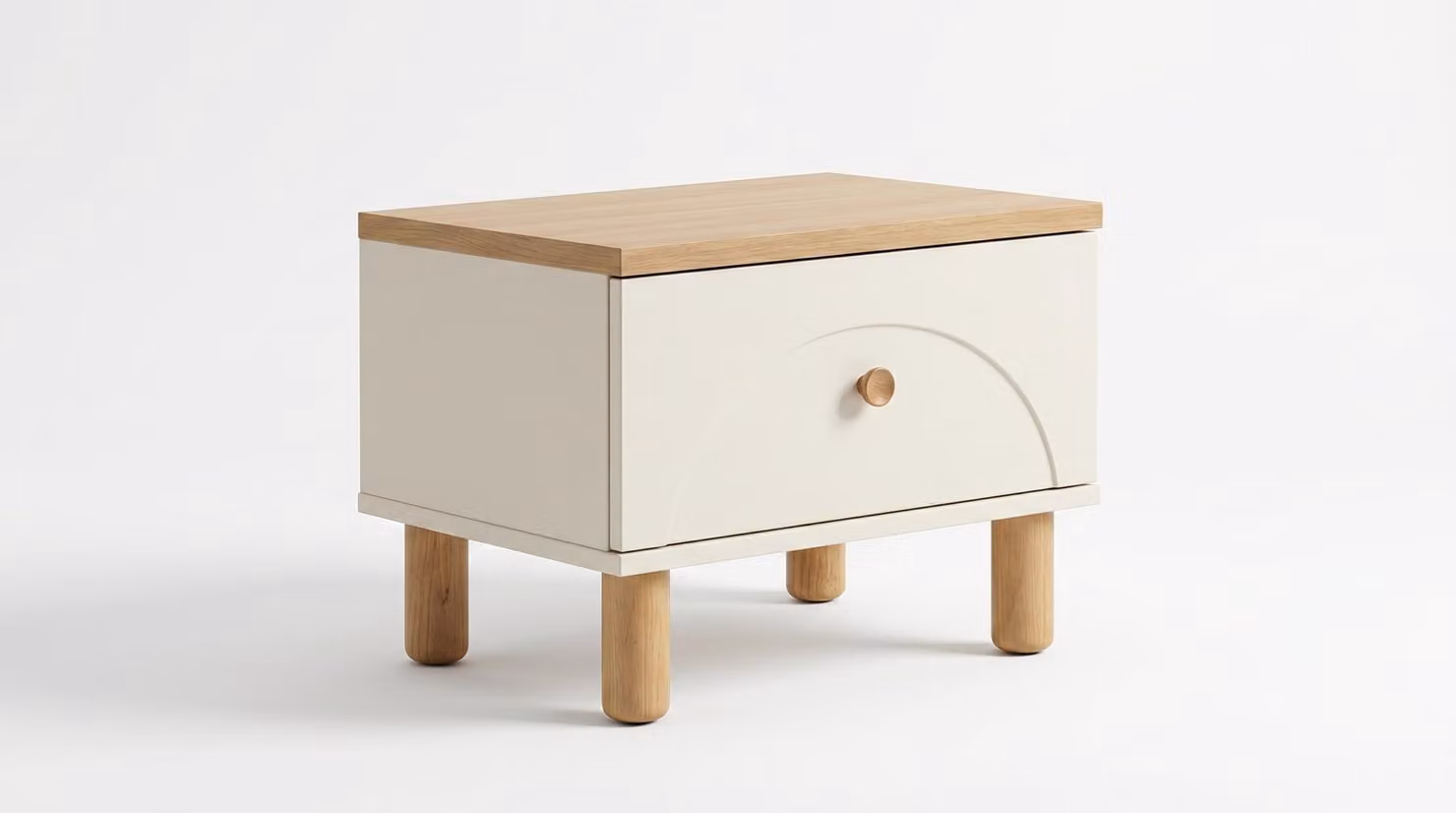 Tavolino da notte bianco in legno di quercia, design moderno, elegante, in stile scandinavo, armonioso