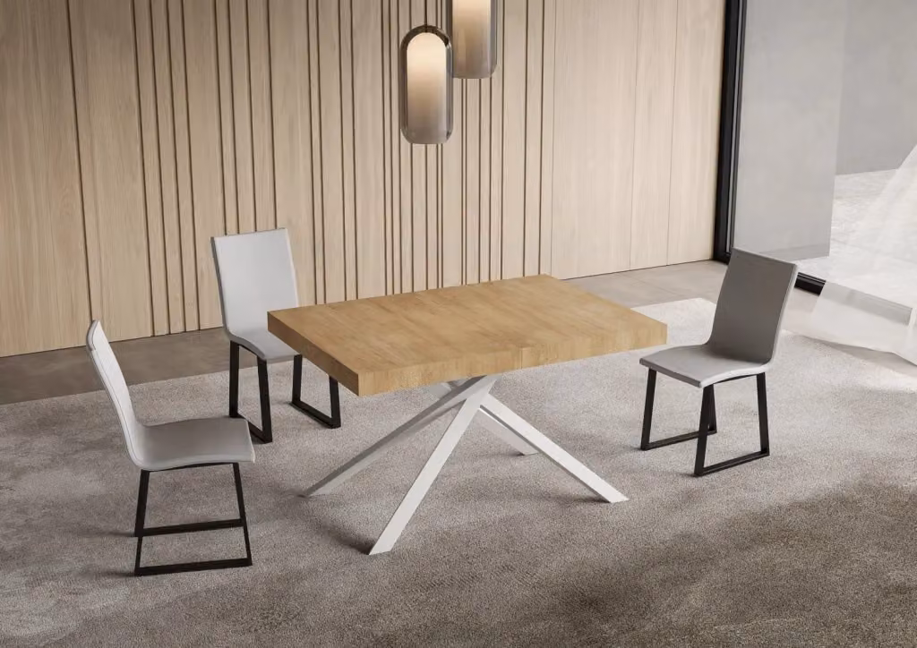 Tavolo Allungabile Moderno GIORDANOSHOP in Rovere e Bianco L/P/H: 140-224 x 80 x 74 cm – 2