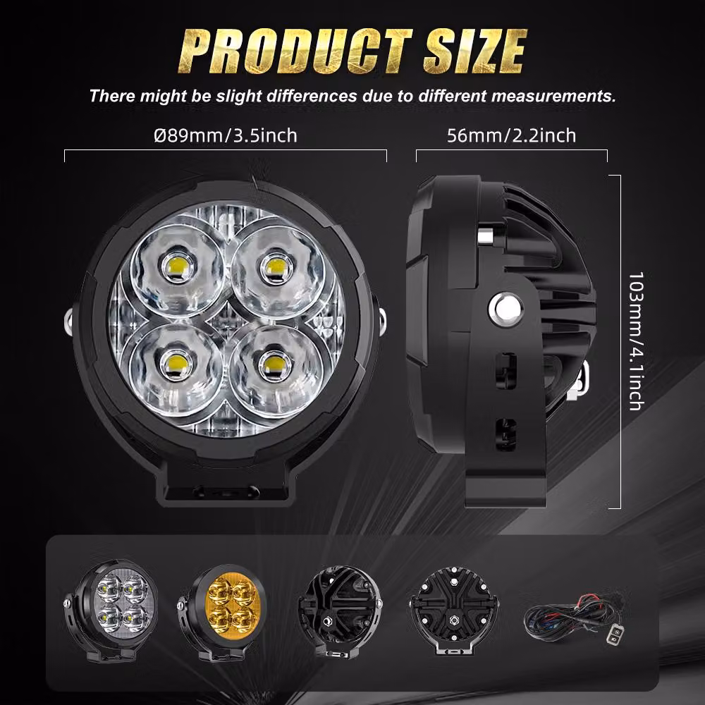 Lampada da lavoro a LED, confezione da 2, con cavo - Temperatura di colore: 6500K - Grado di protezione IP68 (resistente all'acqua) - Corpo in alluminio