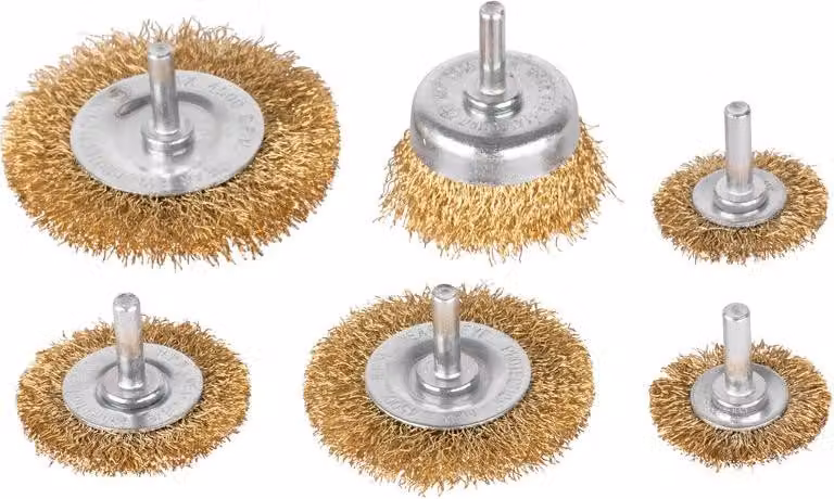 Spazzola per levigatura Tigerlion 8220, a tazza, ondulata, set 6 spazzole, con gambo
