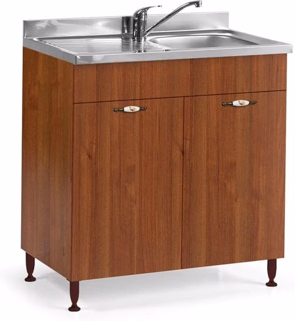 Sottolavello 2 ante 80 cm con lavello incluso colore noce antico