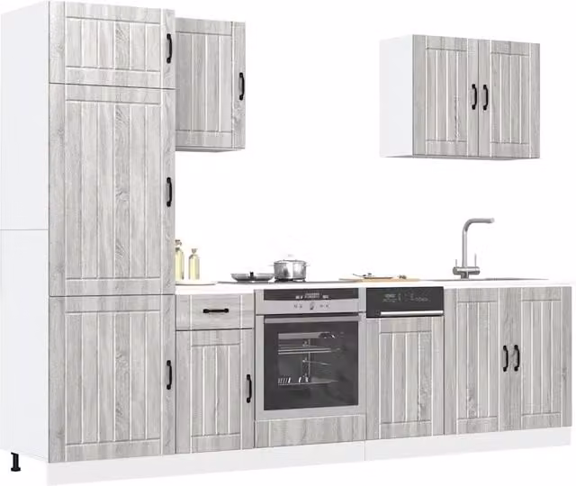 Set Mobili da Cucina 7 pz Lucca Grigio Sonoma in Truciolato 3314777