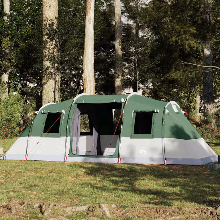 Tenda Familiare a Tunnel vidaXL per 6 Persone Verde Impermeabile in Poliestere e Fibra di Vetro