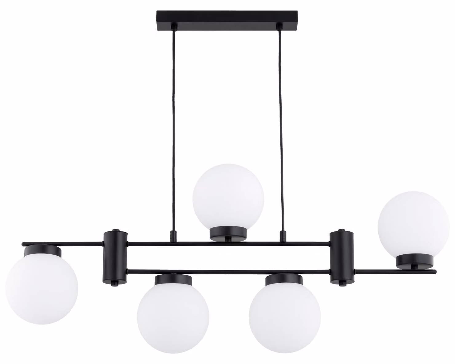 Lampada a sospensione asimmetrica CAMINO nera 5xE14x10W in metallo, dimensioni: 70x92x15 cm, IP20, Alfa