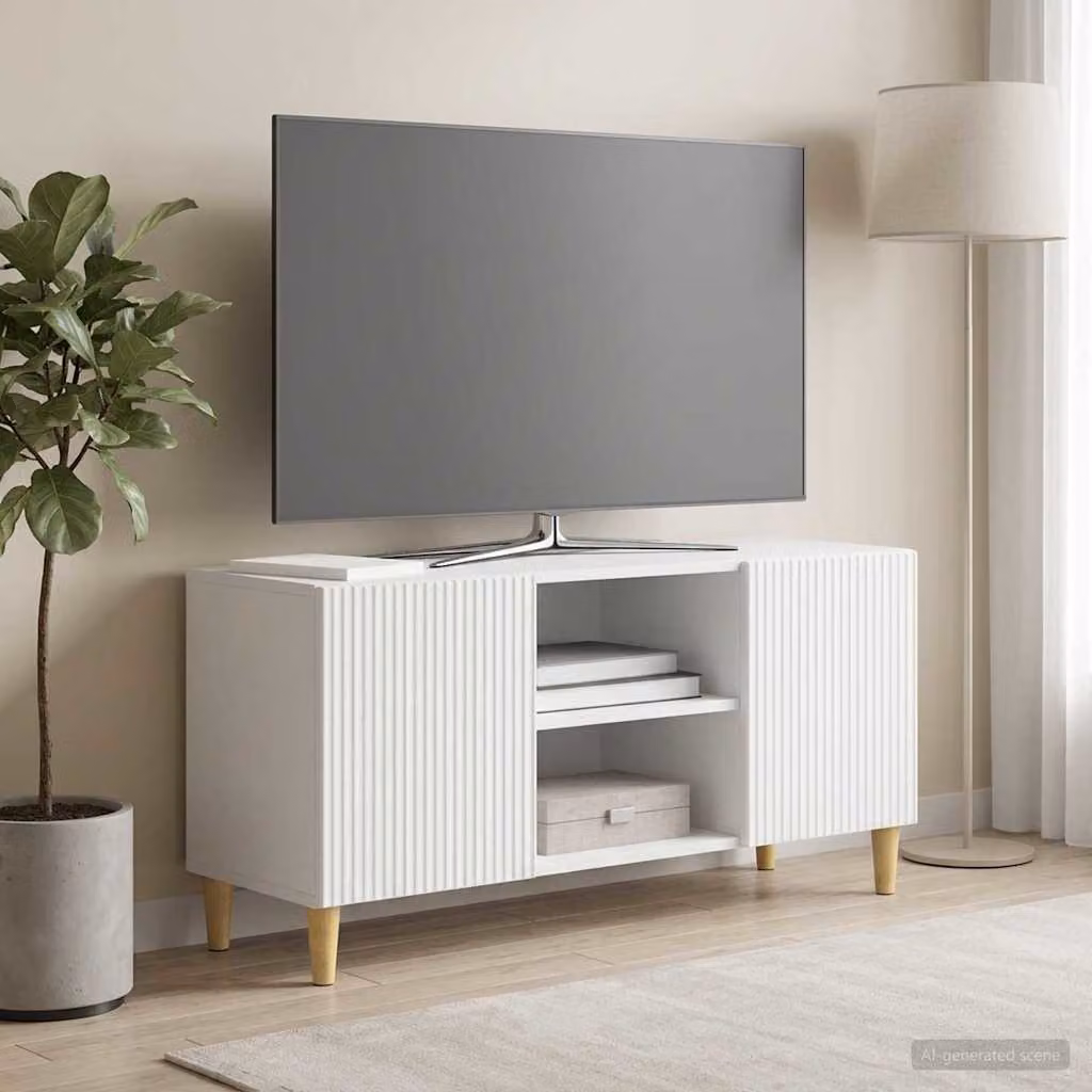 Mobile TV moderno vidaXL Bianco in legno ingegnerizzato L 102 x P 34,5 x H 50 cm