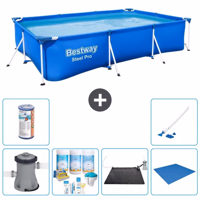 Bestway Steel Pro, piscina rettangolare - 300x201x66 cm - 7 pezzi - Modello S22086