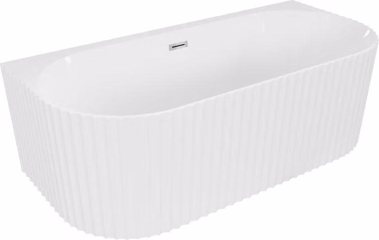 Mexen Sella vasca da bagno free-standing ad incasso rigata 170 x 80 cm, bianco lucido, troppo pieno cromo - 52711708000-01