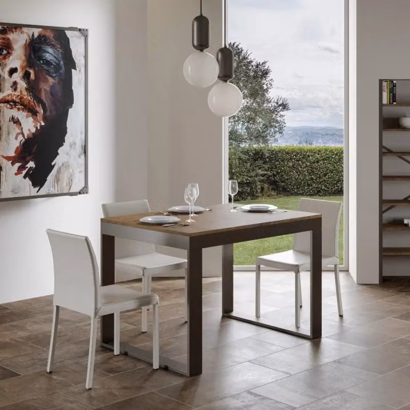 Tavolo allungabile Itamoby Tecno Evolution con telaio antracite e piano noce, L/P: 90 x 120/380 cm – 2
