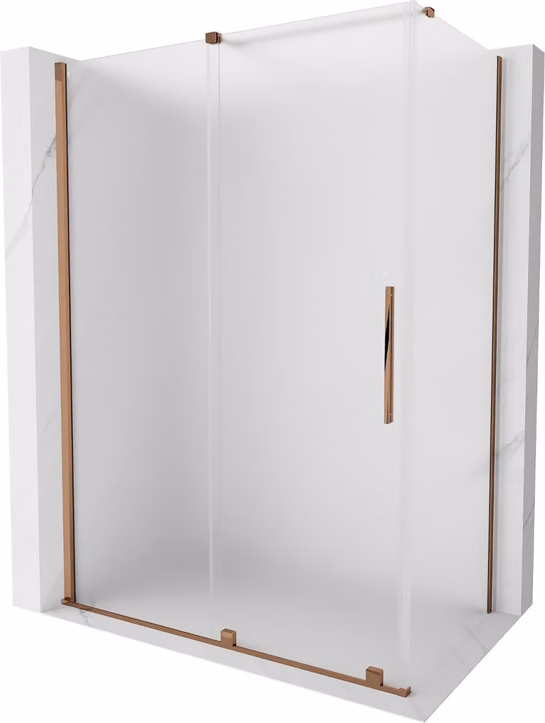 Mexen Velar cabina doccia scorrevole 140 x 85 cm, ghiacciato, oro rosa - 871-140-085-31-60
