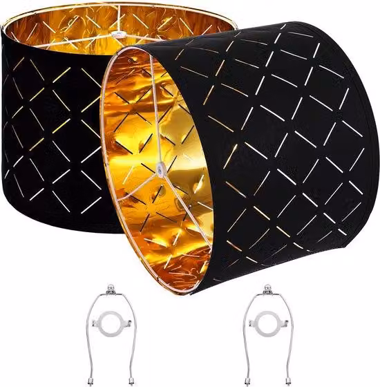 Copertura per paralume, dimensioni 33 x 33 x 25 cm, 2 coperture di ricambio di medie dimensioni realizzate in tessuto TC e PET, con attacco standard, adatte per lampade da tavolo e lampade da terra, design nero