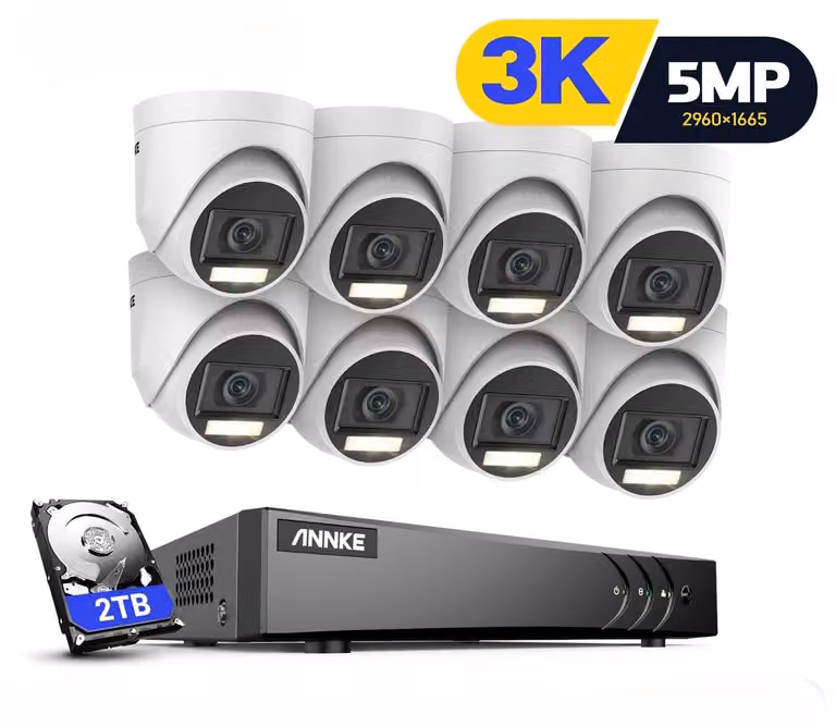 Sistema di sicurezza a 16 canali: kit di telecamere CCTV con 8 telecamere da 3K e 2TB di spazio di archiviazione