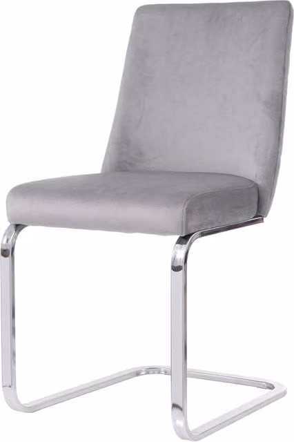 Set di 2 sedie da pranzo in velluto grigio con gambe in metallo argento, design schienale a diamante