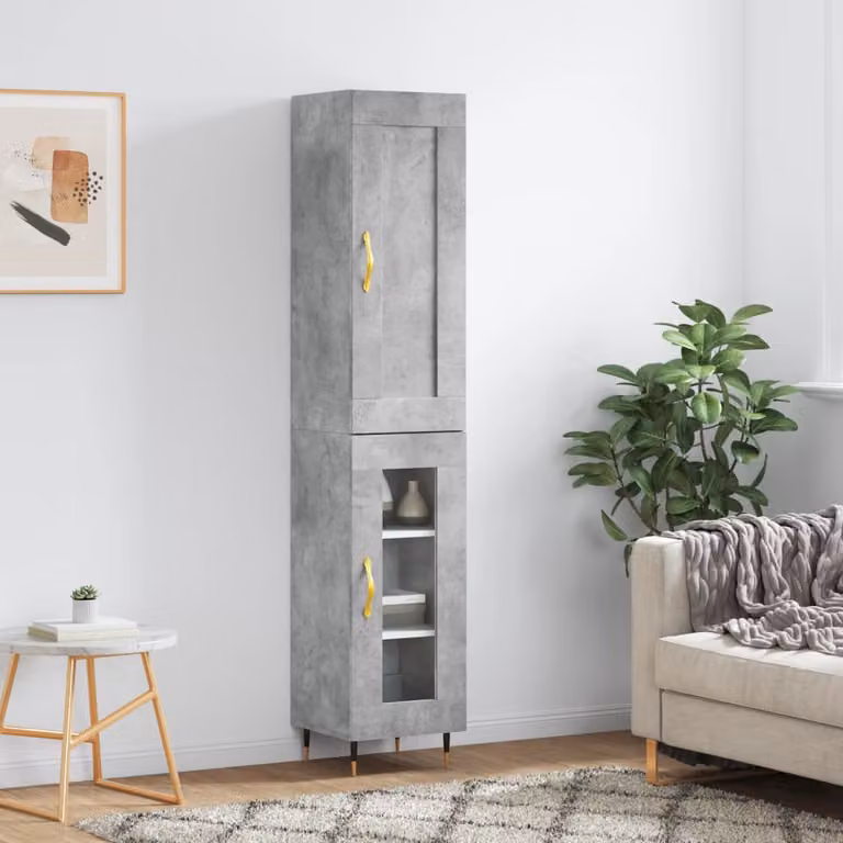 vidaXL Credenza Moderna Grigio con Ante a Battente e Ripiani Interni in Legno e Metallo L/P/H: 34,5 x 34 x 180 cm