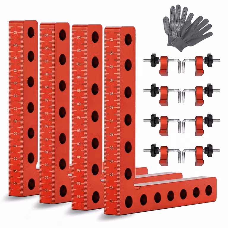 4 morsetti angolari a 90 gradi, 1 morsetto rettangolare da 14 cm per lavori di falegnameria