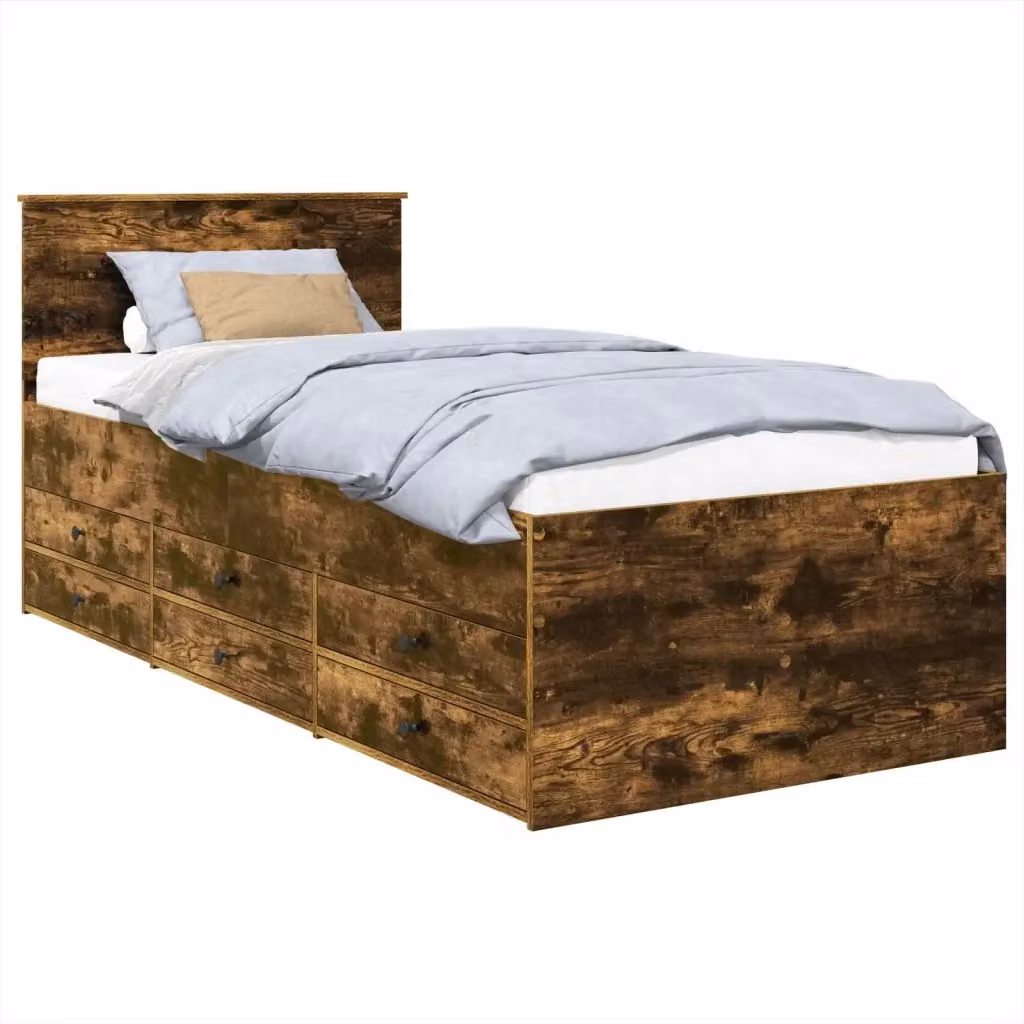 vidaXL Daybed moderno con cassetto in legno Rovere Affumicato e Nero L/P/H: 200 x 100 x 90 cm – 2