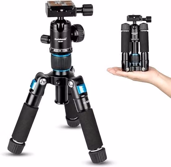 Tripode da viaggio in alluminio per fotocamera colore nero