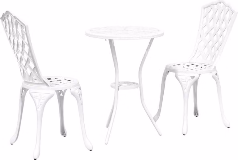 Set Bistro da Giardino 3 pcs Bianco Alluminio