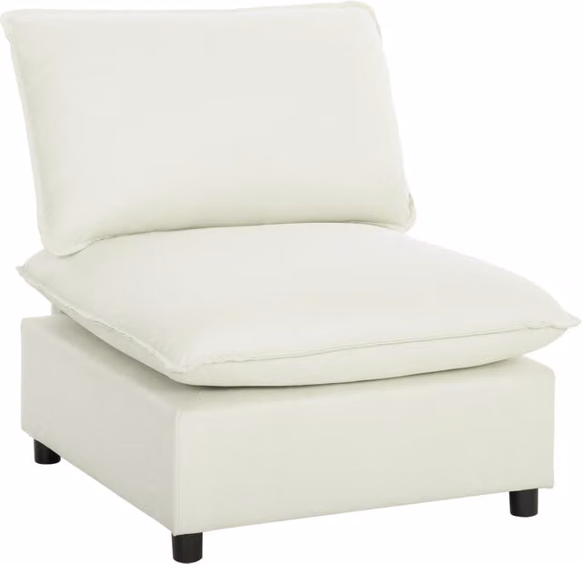 Poltrona Moderna Minimal Senza Braccioli in Tessuto Beige L: 146 cm, P: 85 cm, H: 78 cm