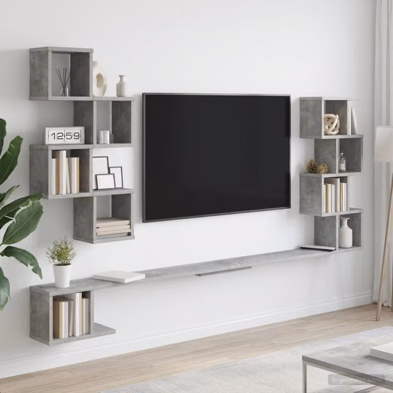 vidaXL Mensola per TV da muro moderna in MDF Grigio, L: 180 cm, P: 15 cm, H: 94 cm