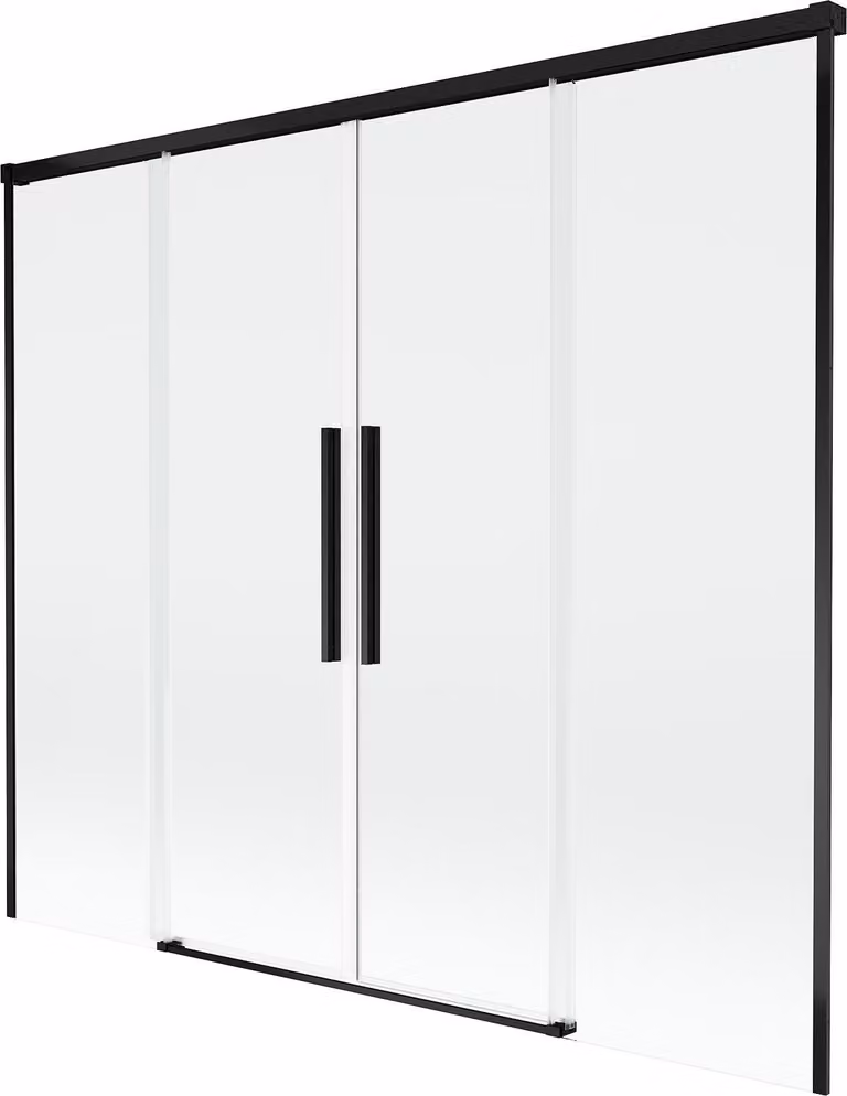 Mexen Rox paratia per vasca da bagno scorrevole a 2 ante 180 x 150 cm, trasparente, nero - 8C9-180-002-70-00