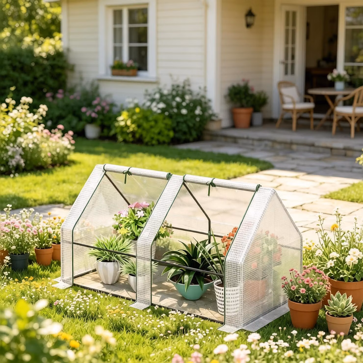 Tenda protettiva per le piante, progettata per essere pratica. Serra in plastica per il giardino. Mini-serra compatta (disponibile solo con la mini-serra)