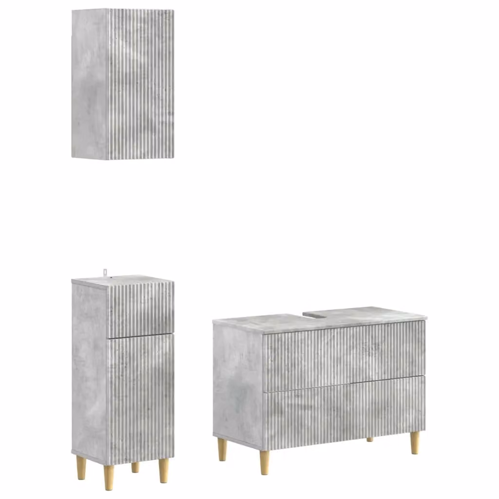 Set di mobili da bagno minimalisti vidaXL in 3 pezzi grigi con vanità e pensili a muro – 2