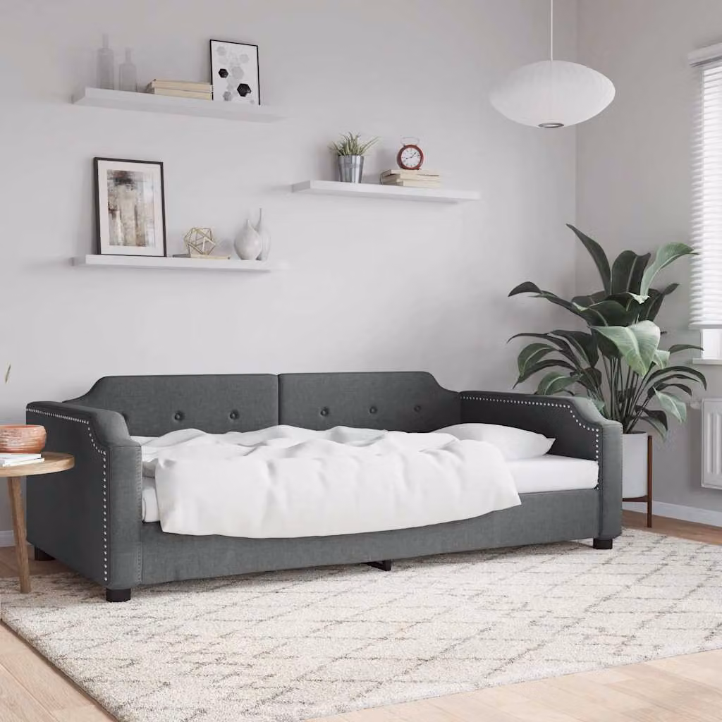 vidaXL Letto da Giorno Moderno in Tessuto Grigio L: 80 cm, P: 200 cm, H: 90 cm